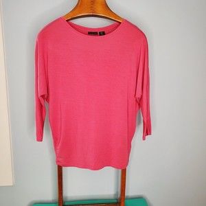 TAHARI 3/4 Sleeve Pima Cotton Modal Blouse Shirt Tunic Tee Top S Pink